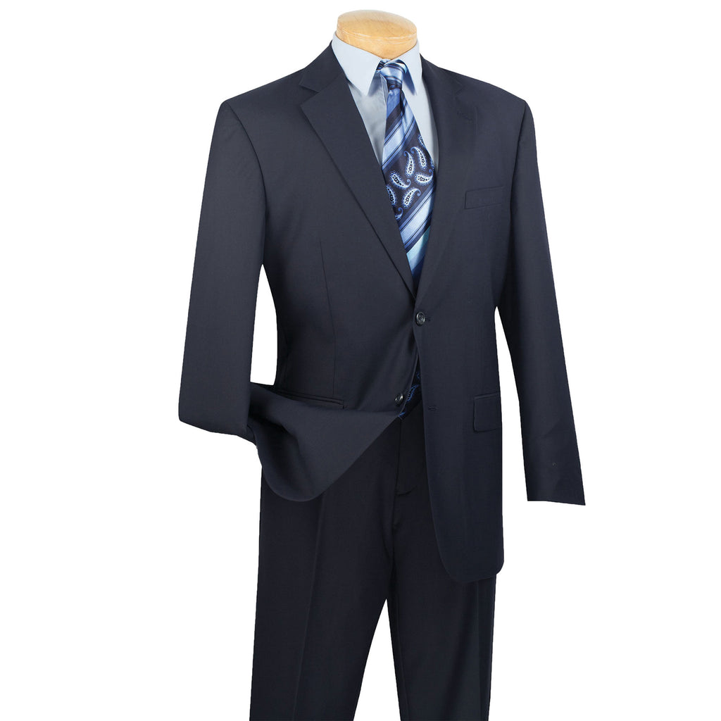 Vinci Men's Navy Slim-Fit Vested 2-Button Suit