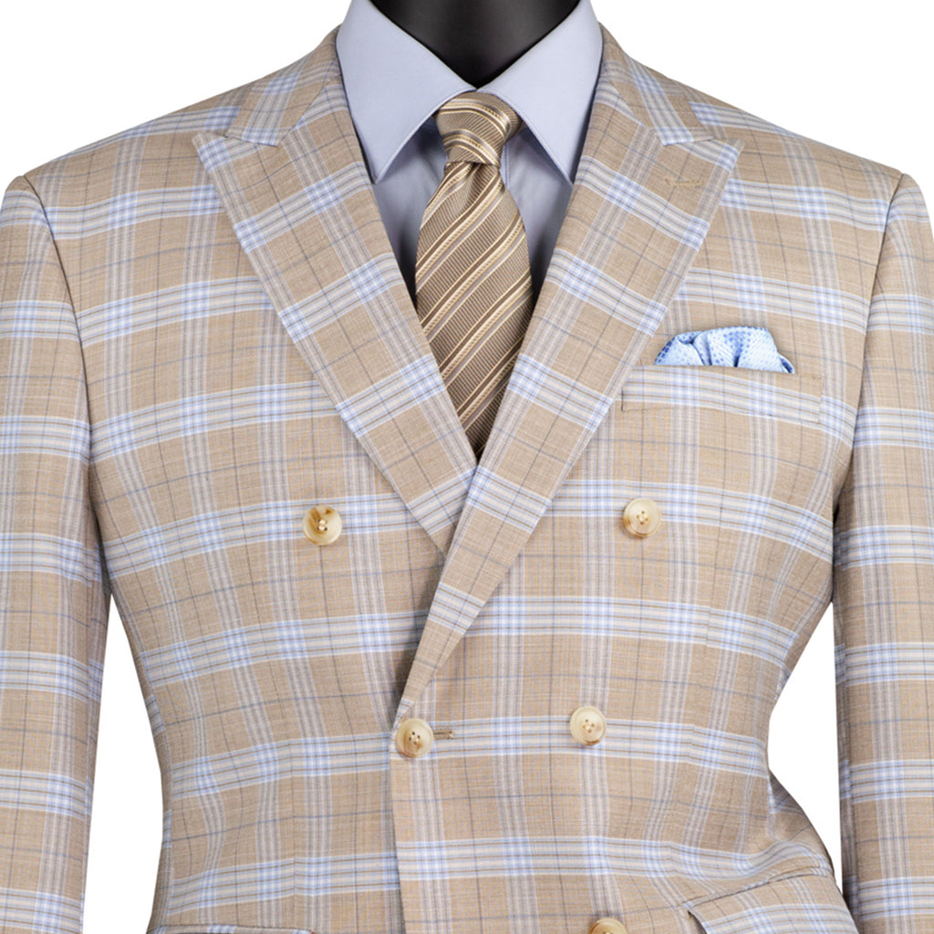 Mens Double Breasted Bold Windowpane Suit in Black