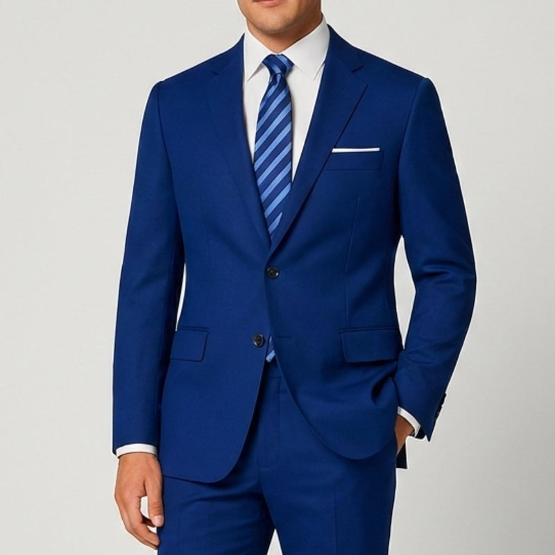 Model wearing our Twilight Blue Reg-Fit Suit (FH Menswear)