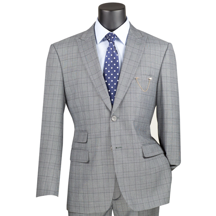 2-Button Glen Plaid Modern-Fit Suit in Light Gray