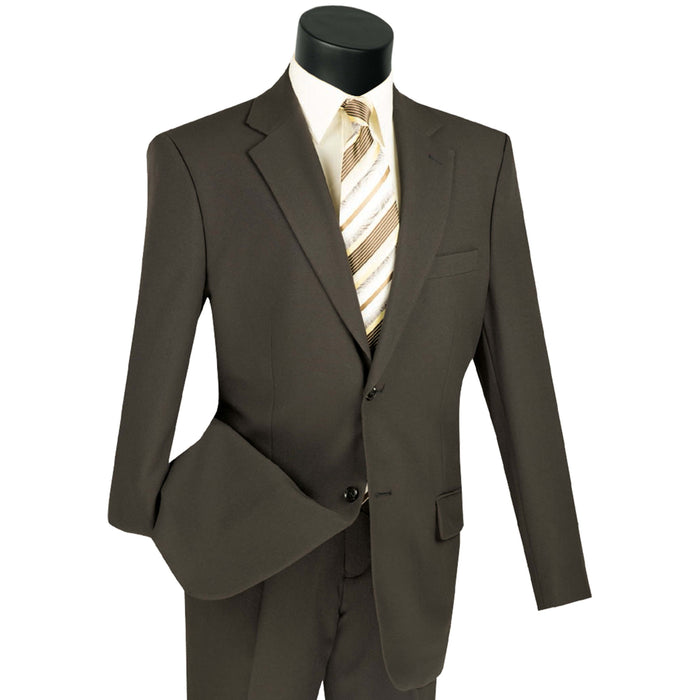 2-Button Slim-Fit Poplin Polyester Suit in Brown