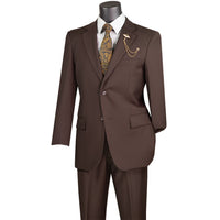 2-Button Classic-Fit Suit w/ Adjustable Waistband in Brown