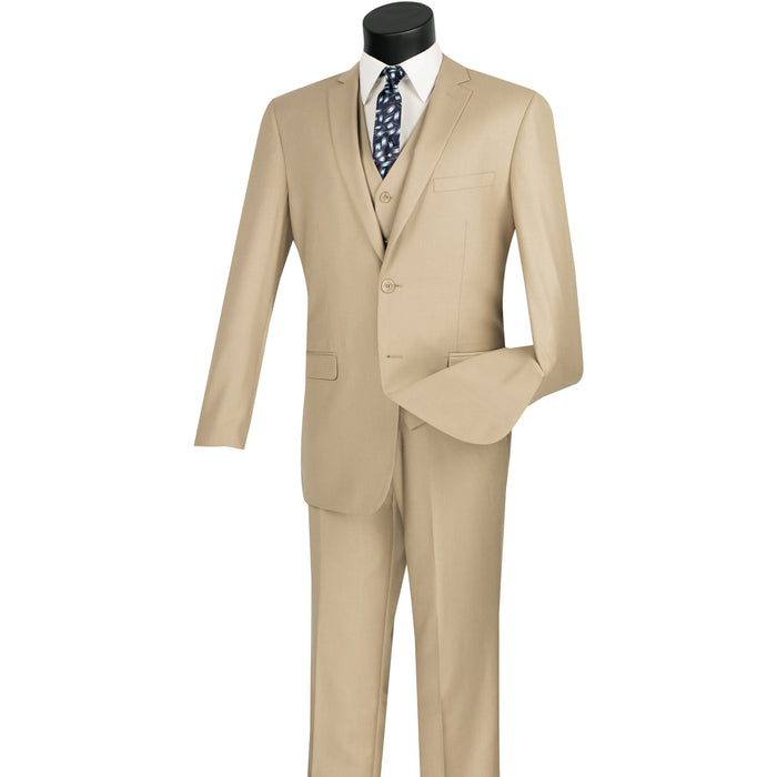 3-Piece 2-Button Slim-Fit Suit in Beige