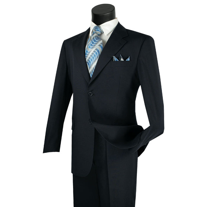 2-Button Classic-Fit Poplin Polyester Suit in Navy Blue