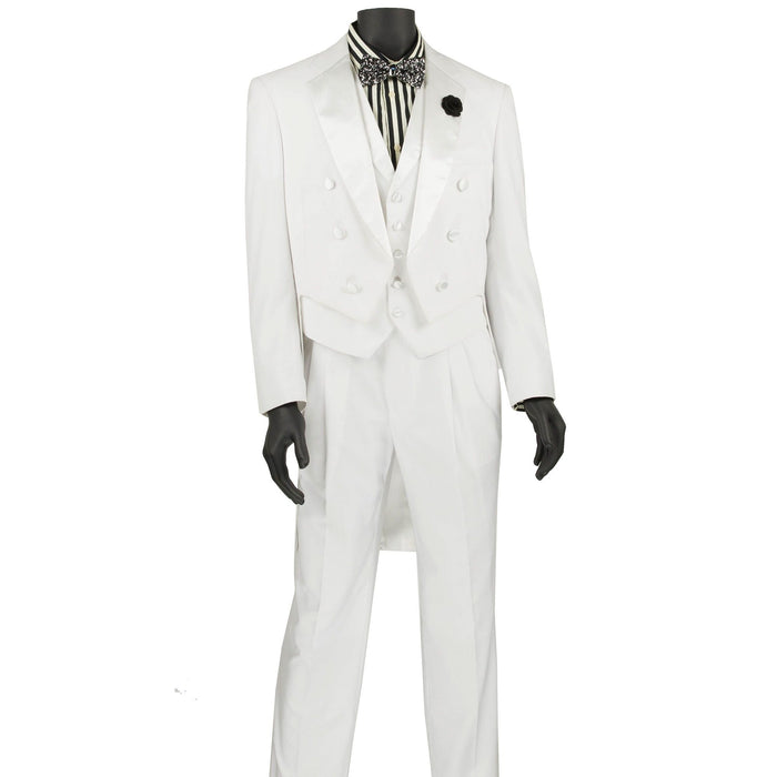 3-Piece Classic-Fit Tailcoat Tuxedo in White
