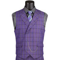 Windowpane 3-Piece Modern Fit Suit in Purple