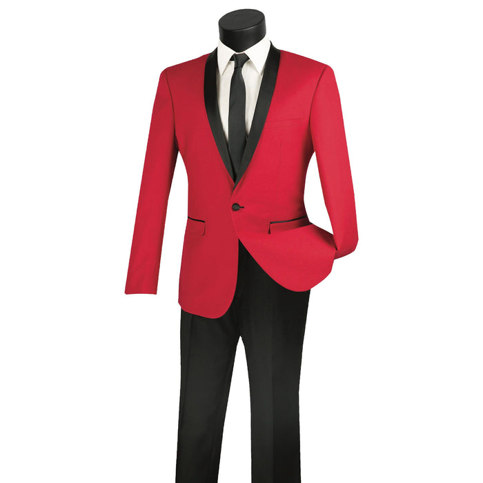 Shawl-Collar Slim-Fit Tuxedo in Red
