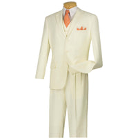 3-Piece 3-Button Classic-Fit Suit in Ivory
