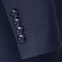 3 Piece 2 Button Classic Fit Suit w/ Flexible Waistband in Navy Blue
