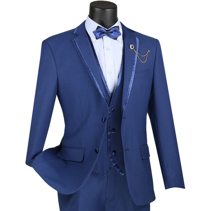 Trimmed 3-Piece Slim-Fit Tuxedo in Blue