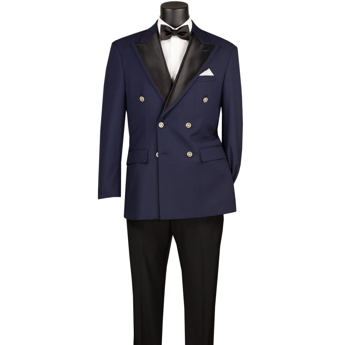 Double Breasted Modern Fit Tuxedo Dinner Jacket in Midnight Blue