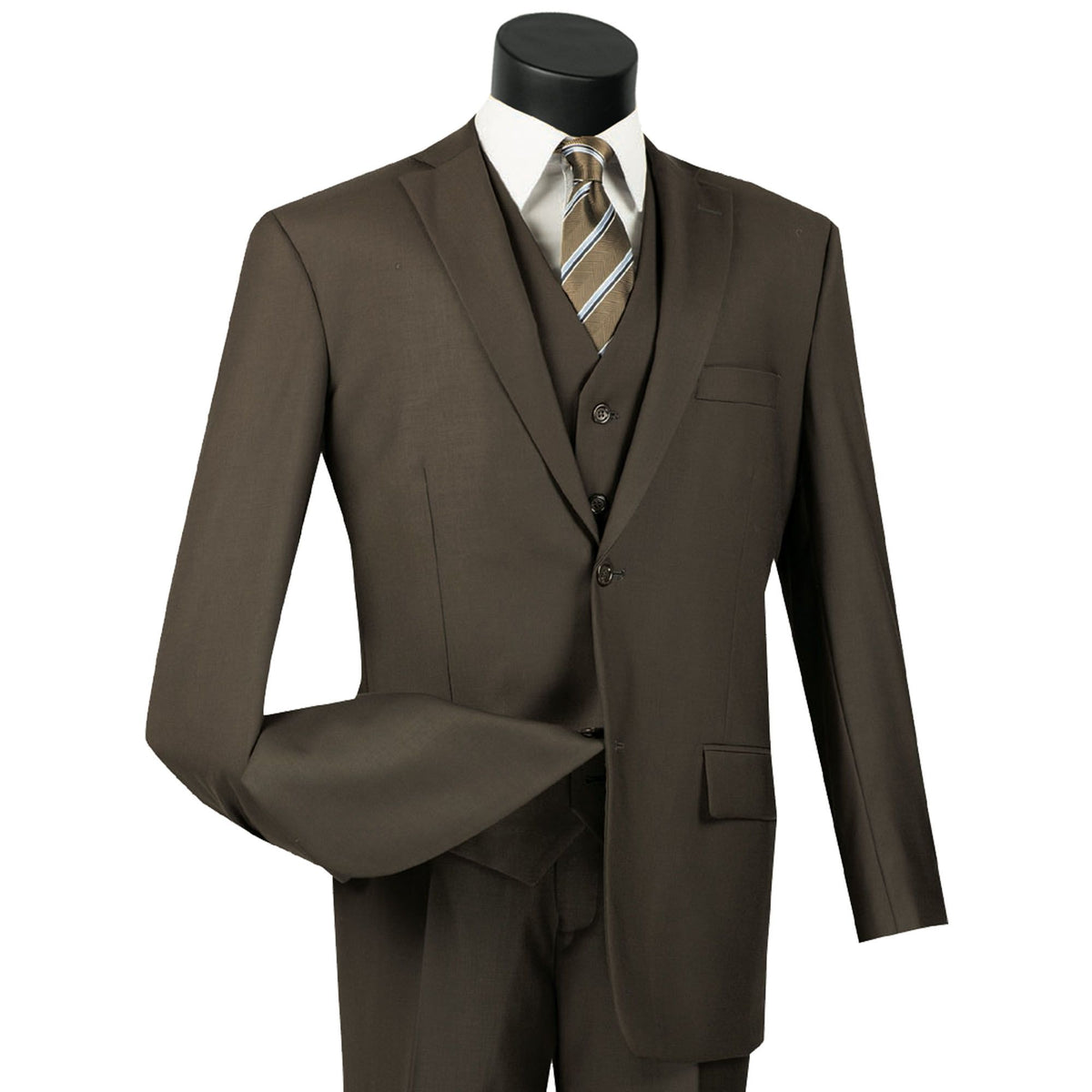 3-Piece 2-Button Classic-Fit Suit in Brown