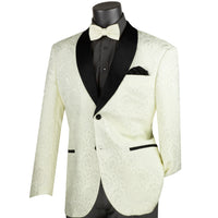 Jacquard Modern-Fit Shawl-Collar Tuxedo Jacket in White