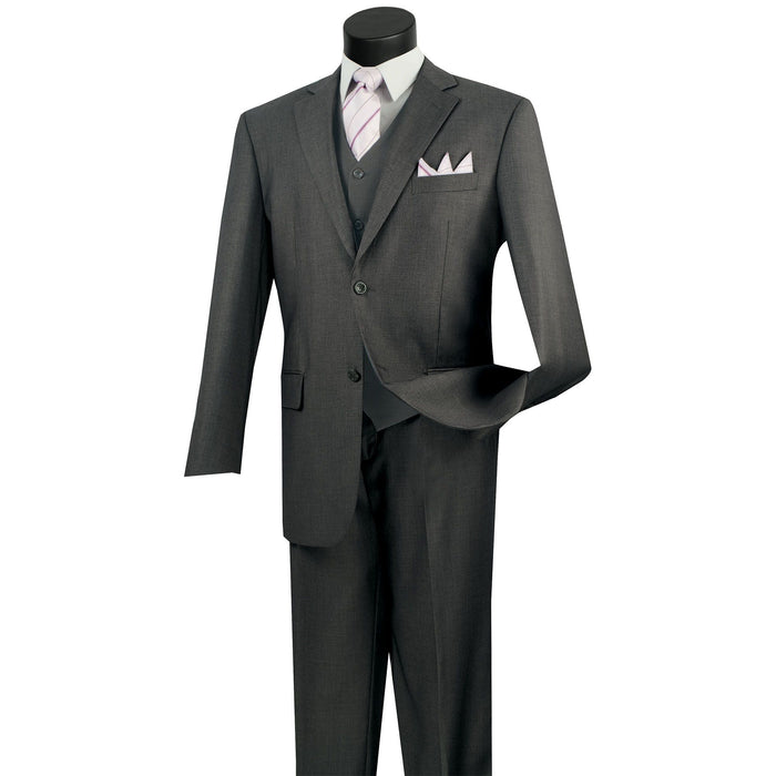 3-Piece 2-Button Classic-Fit Suit in Heather Gray
