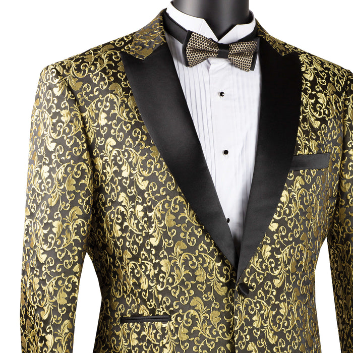 Paisley 2-Button Reg-Fit Tuxedo Jacket in Gold