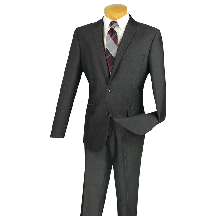 Textured Weave Stretch Slim-Fit Suit in Charcoal Gray