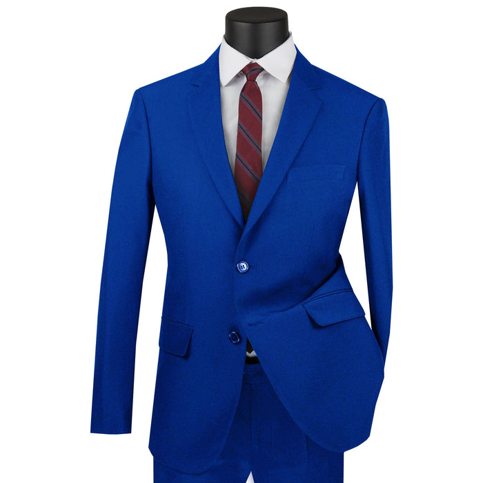 2-Button Skinny-Fit Poplin Polyester Suit in Royal Blue