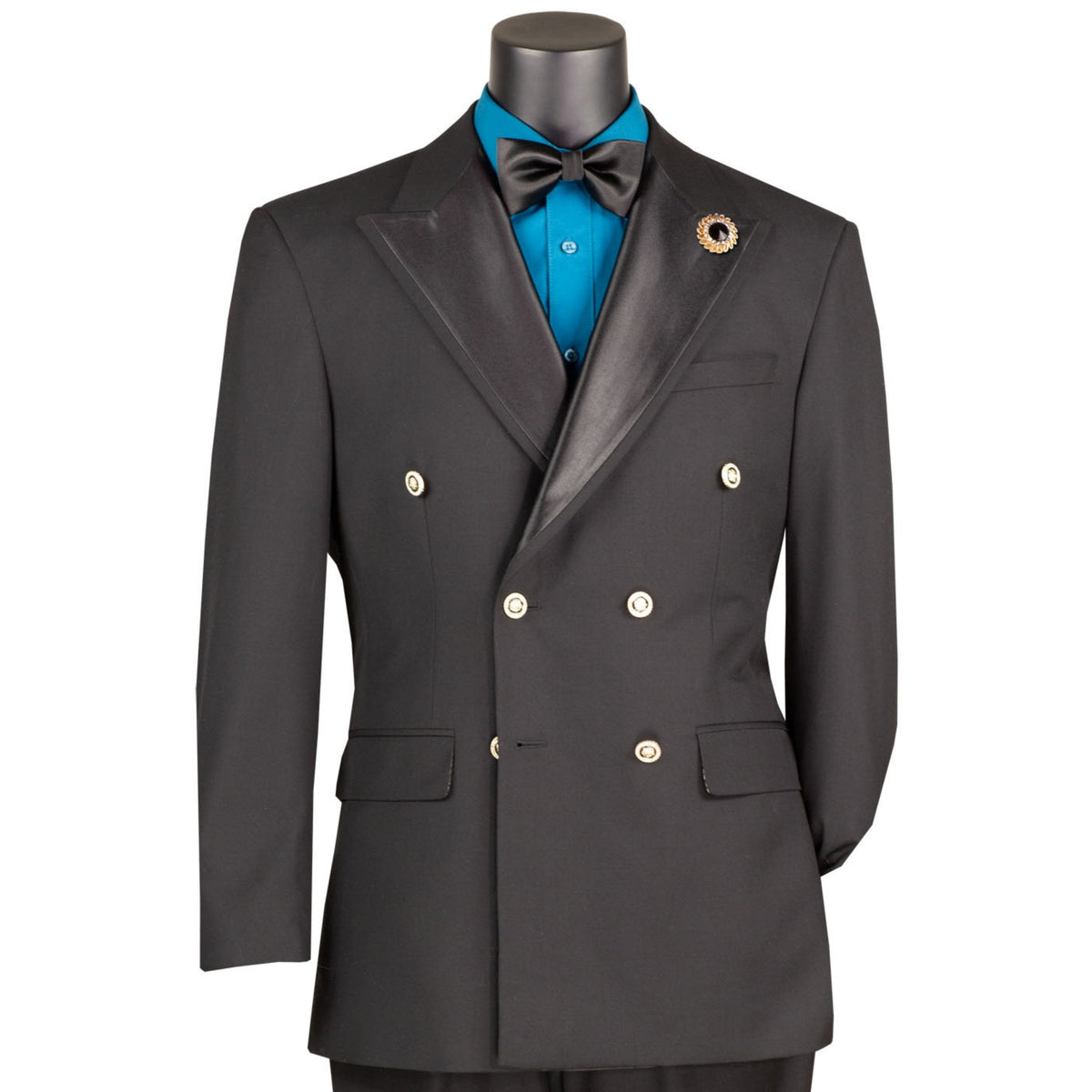 Double Breasted Modern Fit Tuxedo Dinner Jacket in Black