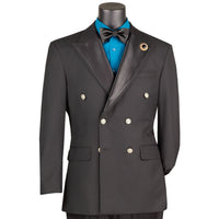 Double Breasted Modern Fit Tuxedo Dinner Jacket in Black