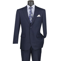 2-Button Classic-Fit Suit w/ Adjustable Waistband in Navy Blue