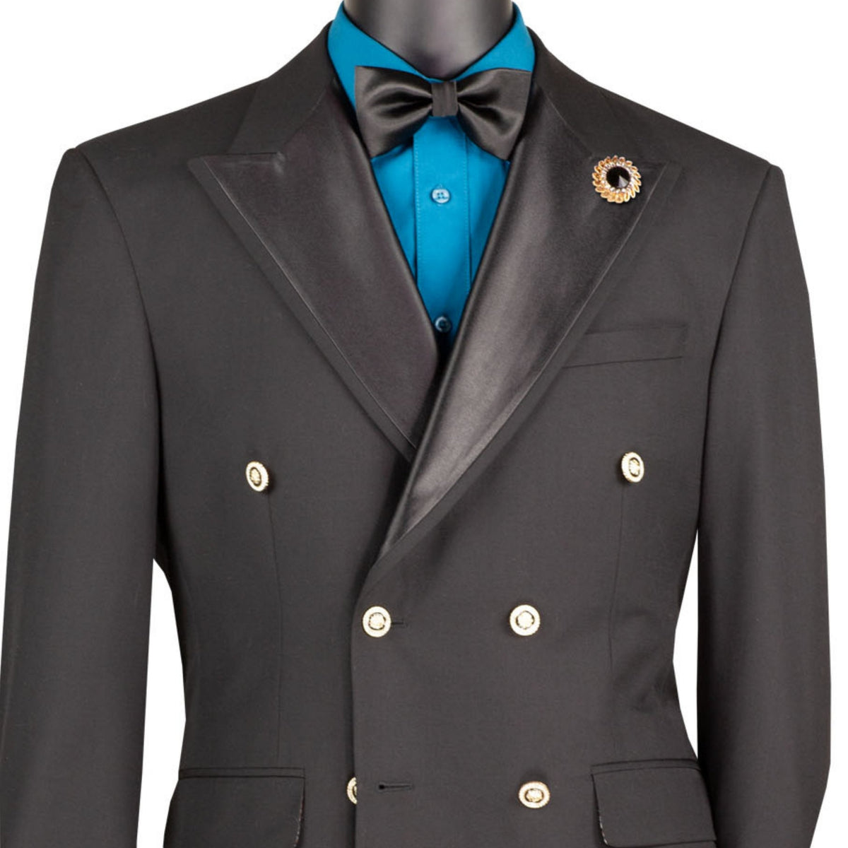 Double Breasted Modern Fit Tuxedo Dinner Jacket in Black