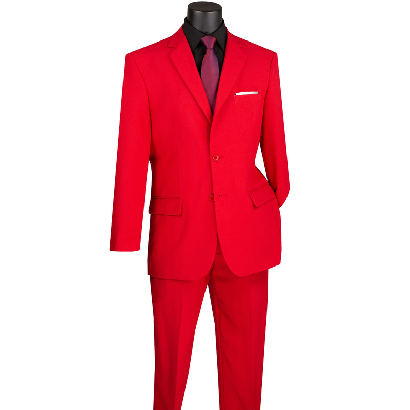 2-Button Classic-Fit Poplin Polyester Suit in Red
