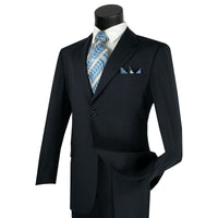 2-Button Classic-Fit Poplin Polyester Suit in Navy Blue