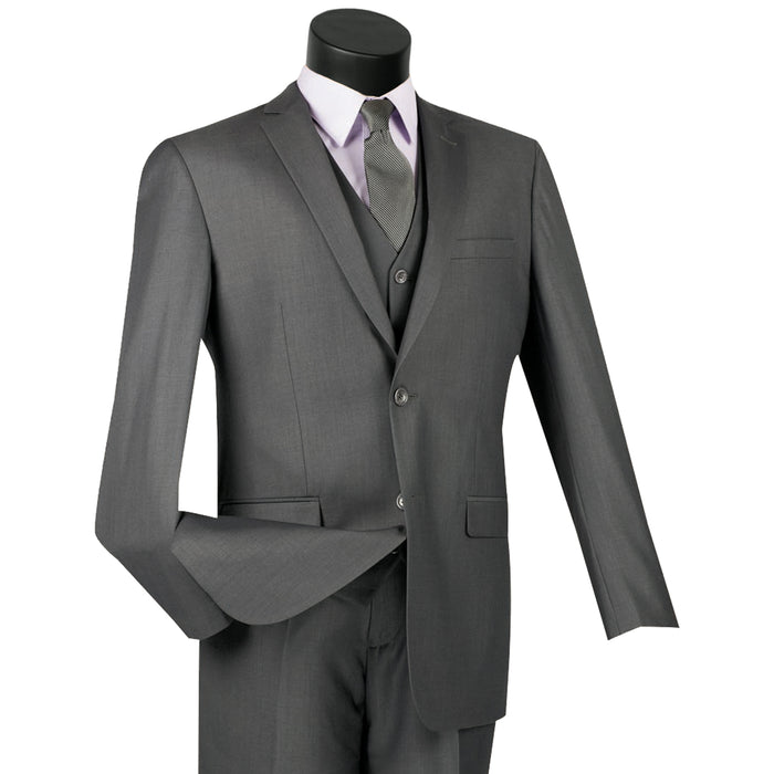 3-Piece 2-Button Slim-Fit Suit in Heather Gray