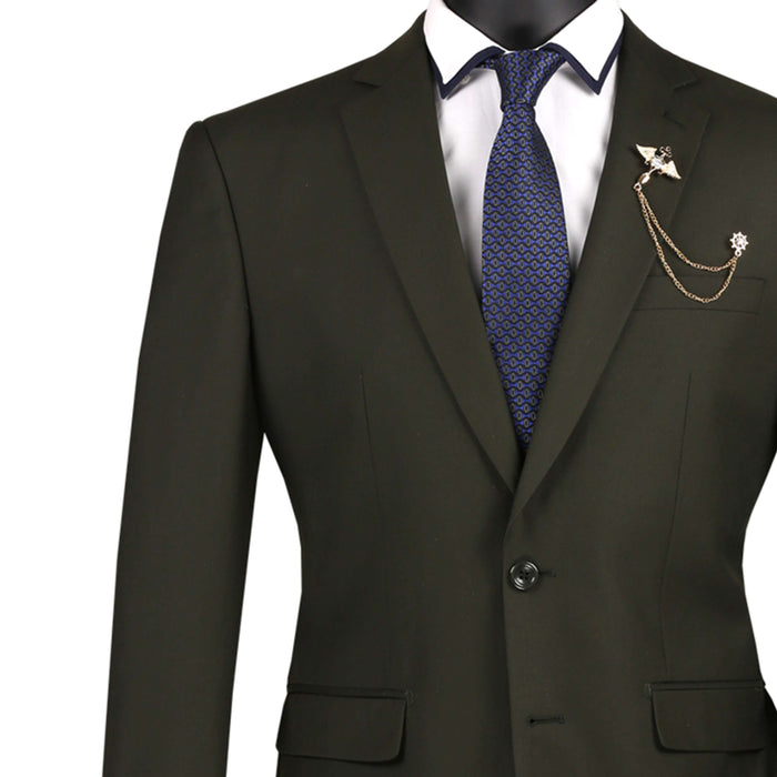 2-Button Slim-Fit Suit in Olive Green