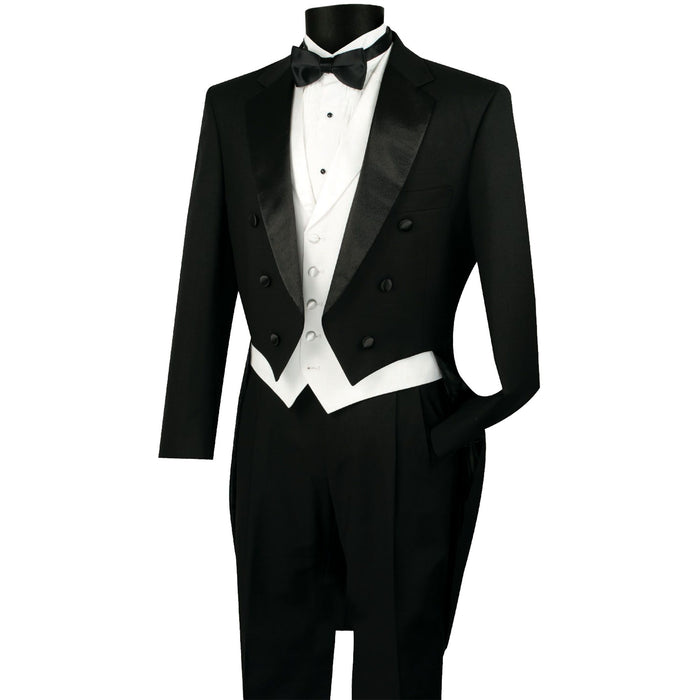3-Piece Classic-Fit Tailcoat Tuxedo in Black