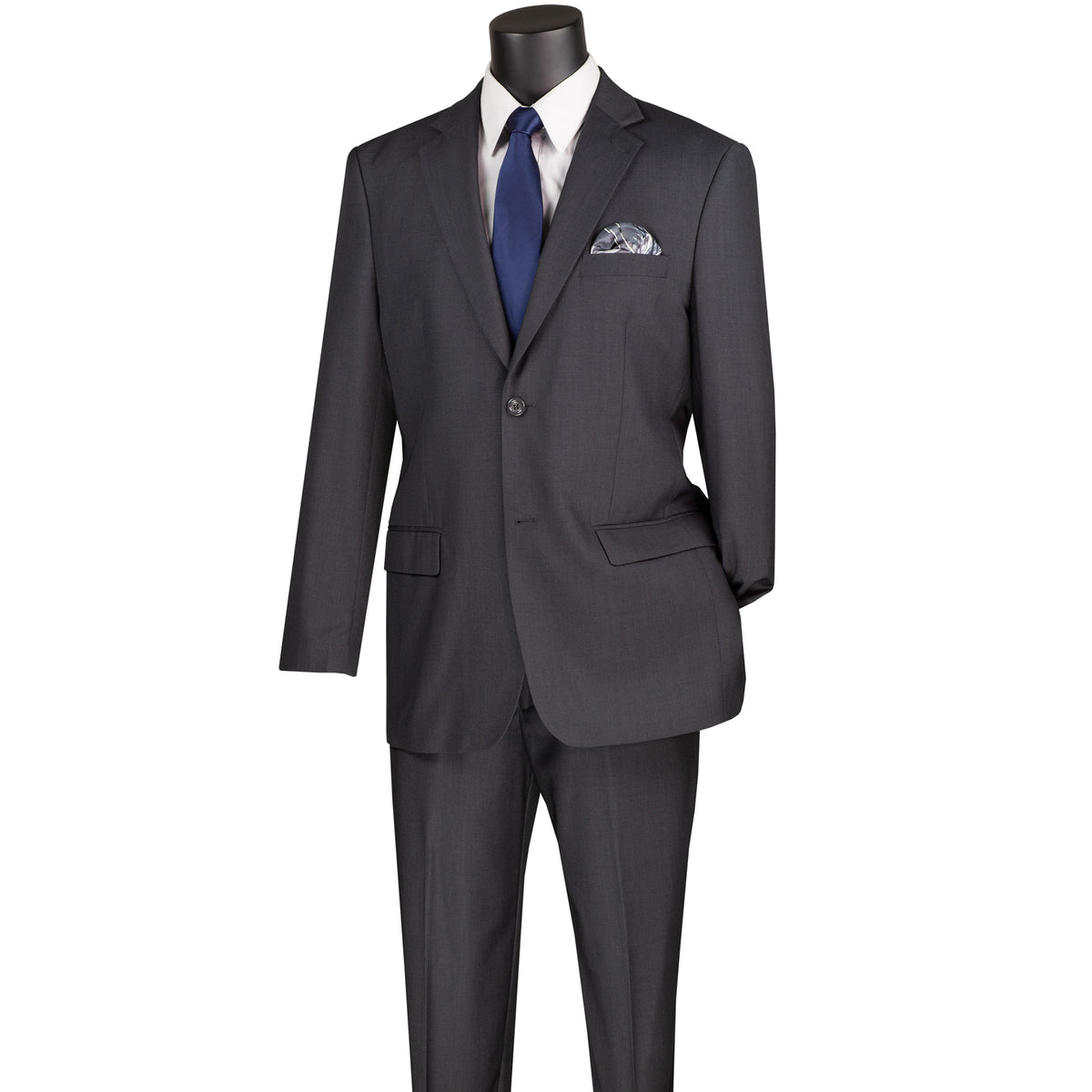 VINCI Men's Heather Gray Double Breasted 6-Button Suit - Classic Fit, Two-Piece Set New