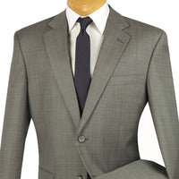 VINCI Men's Gray Textured Weave 2-Button Classic-Fit Suit - NEW. Crafted with a classic full-cut silhouette, featuring a fully lined notch lapel jacket and flat-front pants ready for custom tailoring. Perfect for any occasion, from office to evening. Available at Fashion House Inc. (FH Menswear)