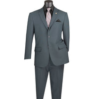 LUCCI Men's Charcoal Gray 2 Button Classic Fit Poplin Polyester Suit NEW. Affordable, high-quality with fully lined notch lapel jacket and flat-front pants for custom tailoring. Available in multiple colors, perfect for any occasion. Shop now at Fashion House Inc. (FH Menswear)