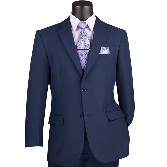 2-Button Classic-Fit Poplin Polyester Suit in Navy Blue