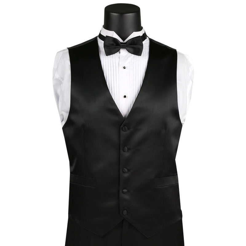 4-Piece Classic-Fit Formal Tuxedo w/ Adjustable Waistband  in Black