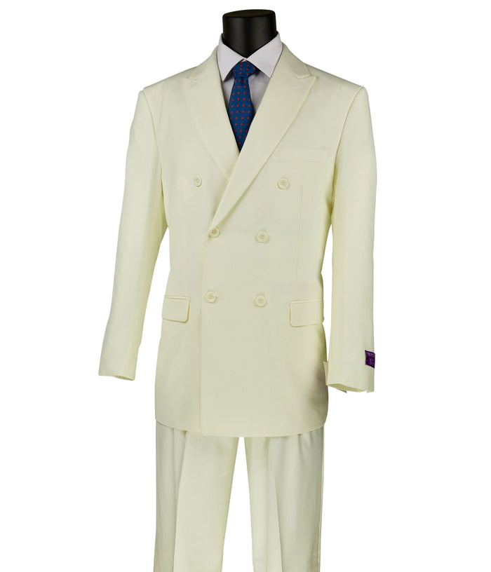 Double-Breasted Classic-Fit Suit in Ivory