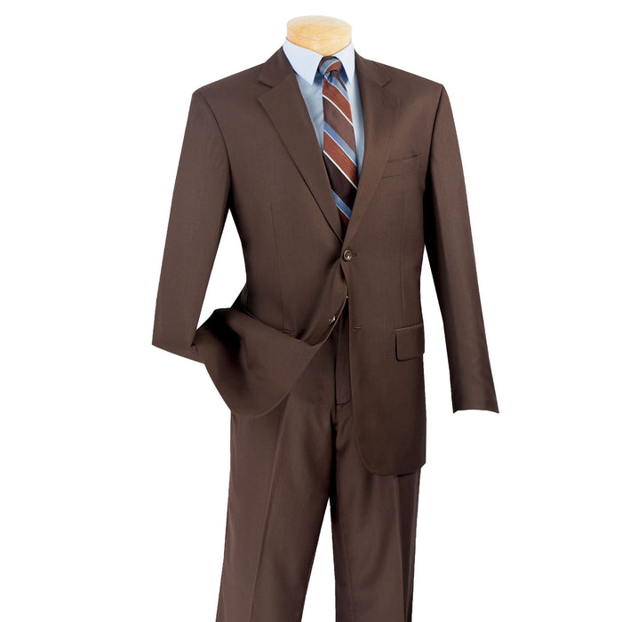 2-Button Classic-Fit Suit w/ Flat Front Pants in Brown