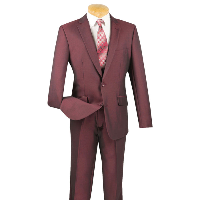 Textured Weave Stretch Slim-Fit Suit in Burgundy