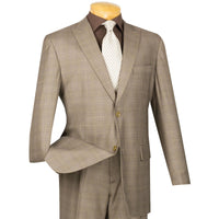 Glen Plaid Classic-Fit Suit w/ Peak Lapel in Tan