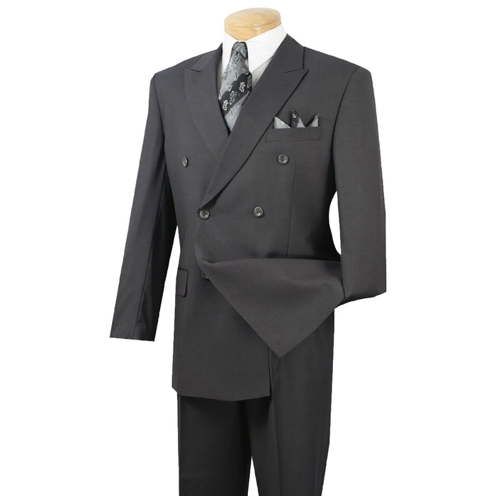 Double-Breasted Classic-Fit Suit in Heather Gray