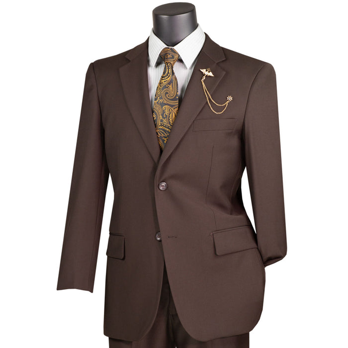 2-Button Classic-Fit Suit w/ Adjustable Waistband in Brown