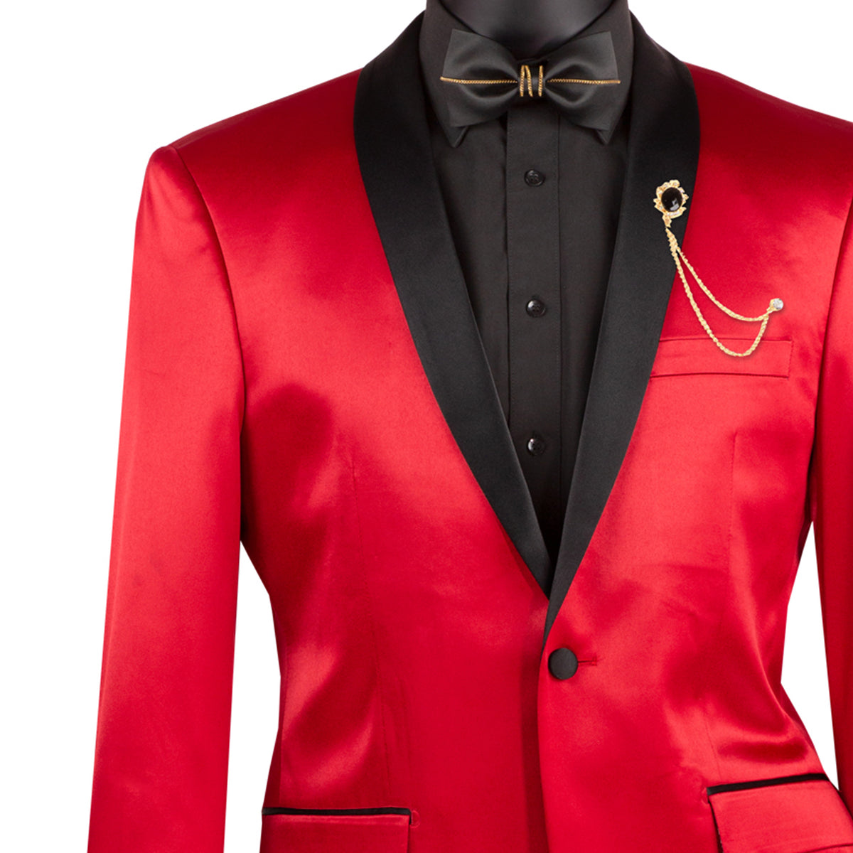 Sateen Slim-Fit Stretch Tuxedo Jacket in Red