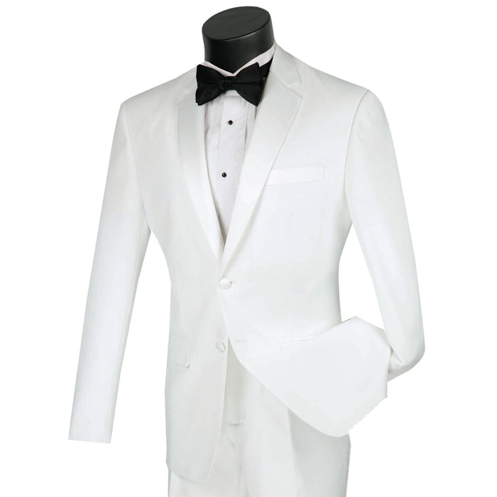 Slim-Fit Poplin Polyester Tuxedo in White