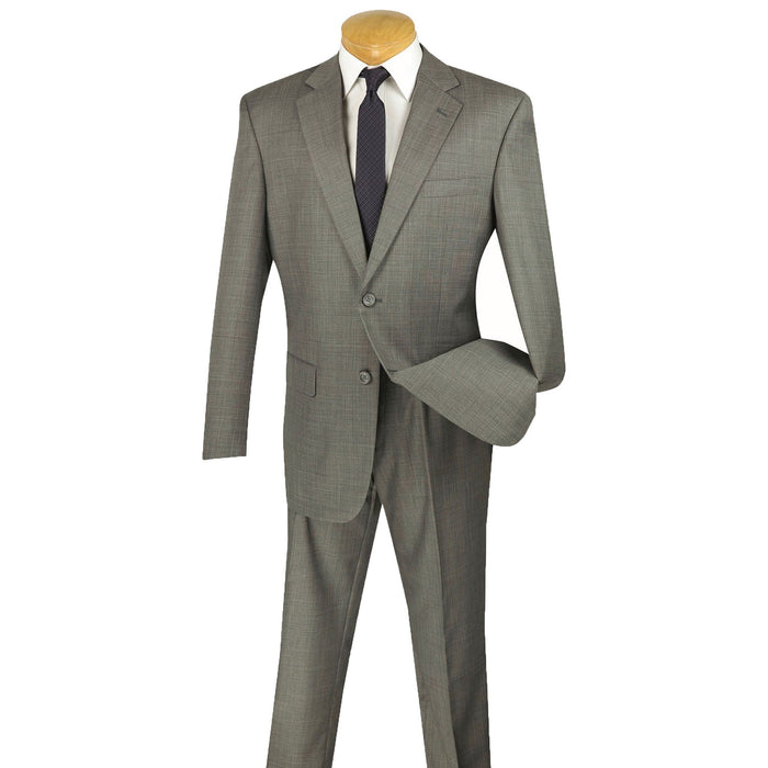 Textured Solid Classic-Fit Suit in Gray
