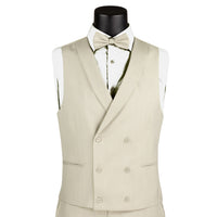 3-Piece Slim-Fit Tuxedo w/ Bow-Tie in Ecru Beige