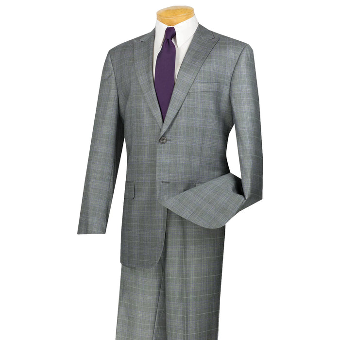 Glen Plaid Classic-Fit Suit w/ Peak Lapel in Gray