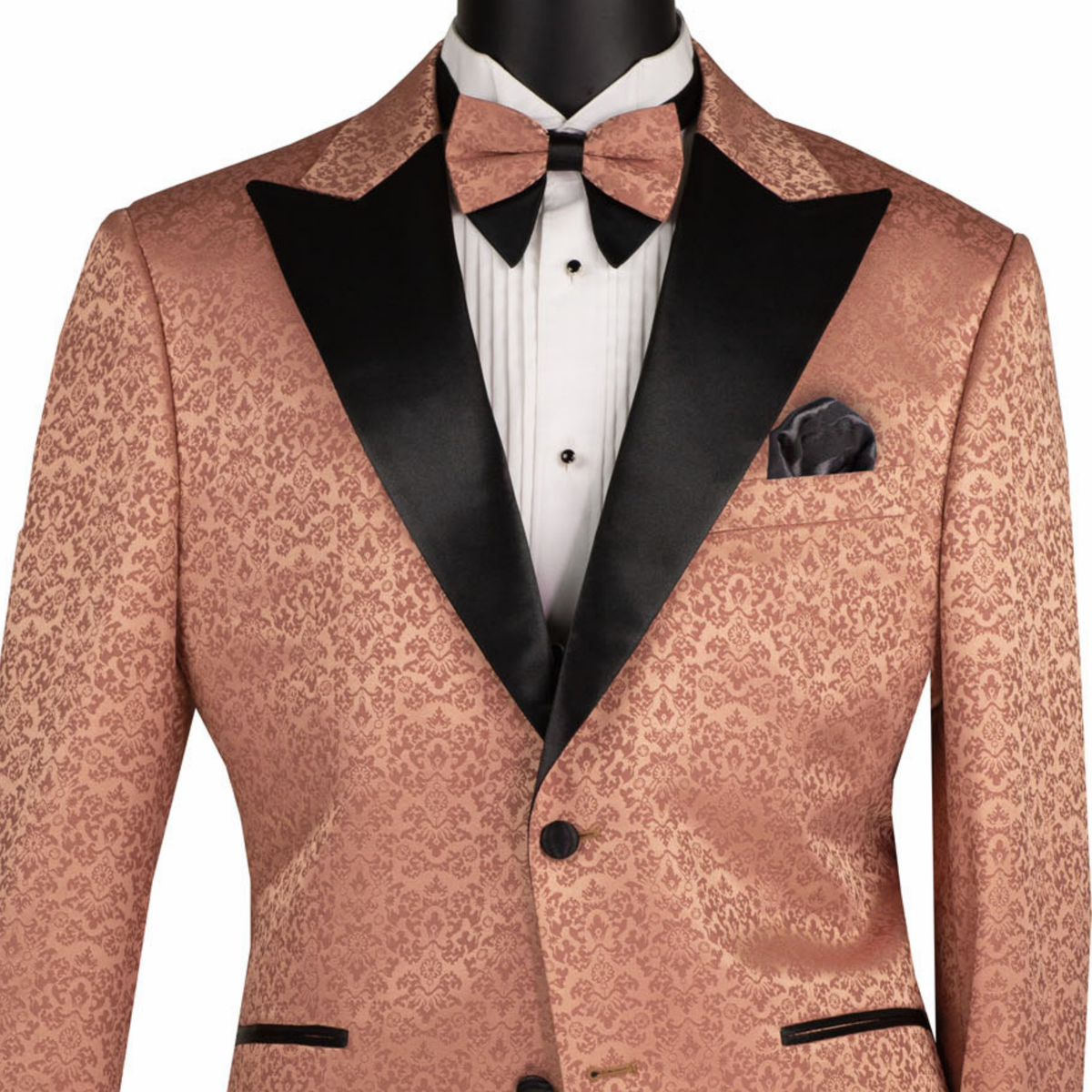 Floral Jacquard 2 Button Reg Fit Tuxedo Jacket in Clay