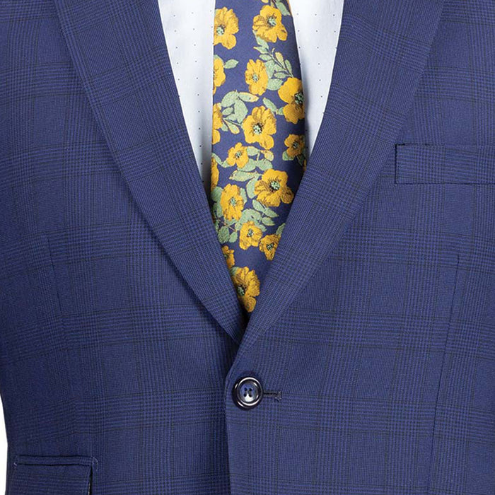 2-Button Glen Plaid Modern-Fit Suit in Navy Blue