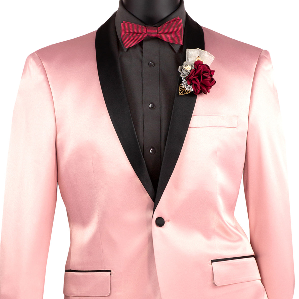 Sateen Slim-Fit Stretch Tuxedo Jacket in Blush Pink