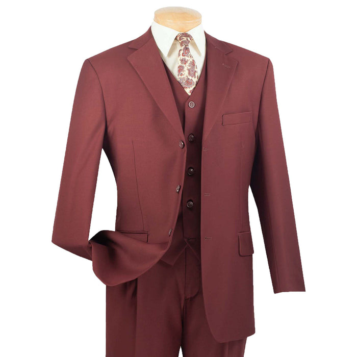 3-Piece 3-Button Classic-Fit Suit in Burgundy